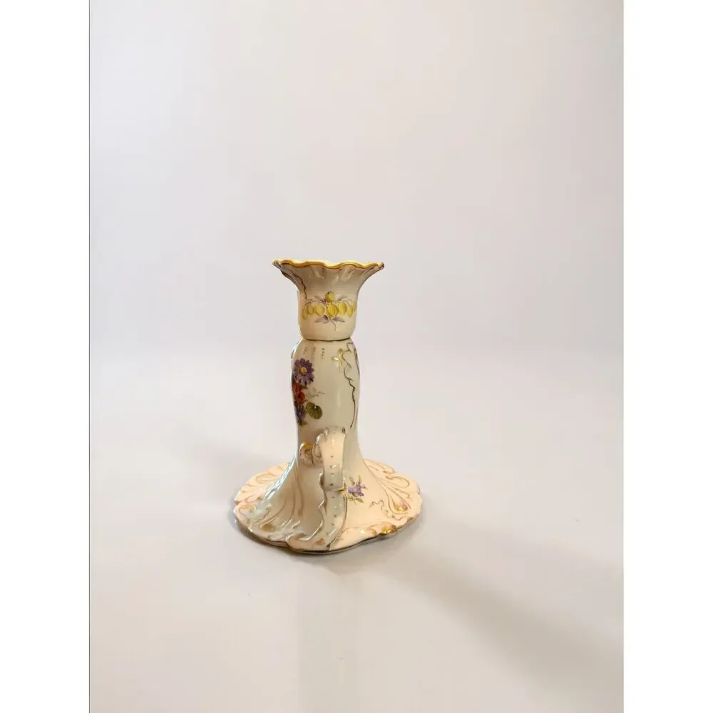 Antique Dresden Hand-Painted Porcelain Chamberstick